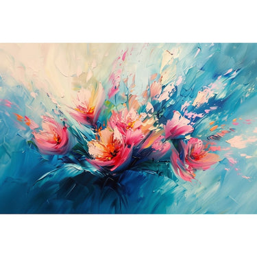 Abstract Canvas with Flowers
